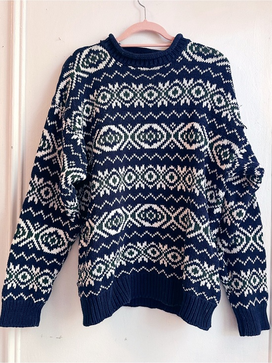GAP Other - Vintage Gap 100% Cotton Navy and Cream Roll Neck Fair Isle Sweater mens large
